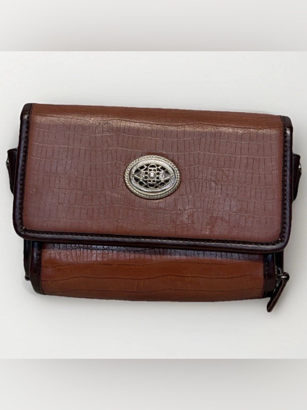 Vintage Crocodile Texture Leather Crossbody Bag #5808